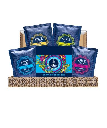 Spice Pots Curry Spice Selection| 4 Spices Curry Powder | Korma | Bhuna | Goan | Indian Tandoori Blends | Vegan Food | Gluten Free | Set of 4 x 40g SPCURRY-LB