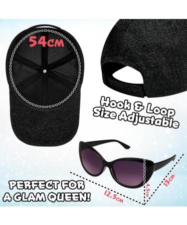 CityComfort Girls' Baseball Cap & UV Protection Sunglasses Set - Adjustable Black Glitter Kids' Gifts - Buy Online on SooperMarket.com