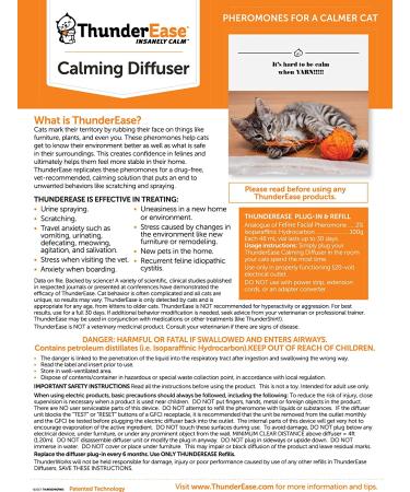 ThunderEase Cat Calming Pheromone Diffuser Kit | Powered by FELIWAY | Reduce Scratching, Urine Spraying, Marking, and Anxiety - 30 Day Supply - Buy Online on SooperMarket.com