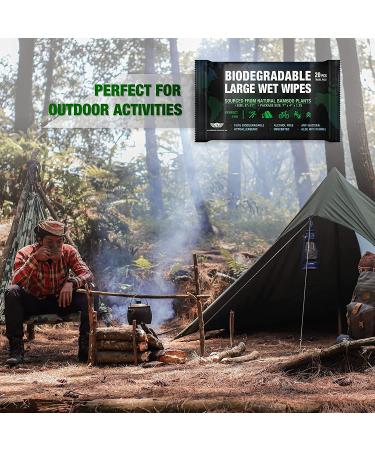 Everlit Survival Natural Bamboo Wet Wipes - Rinse-free Biodegradable Body Wipes for Travel, Camping, and Gym - 5 Packs of 20 Count - Buy Online on SooperMarket.com