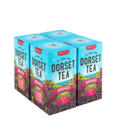 Dorset Tea Foraged Fruits Herbal Tea 4 Boxes x 20 Tea Bags (80 Fruit Tea Bags Total) Blackberry Strawberry & Raspberry Tea Bags