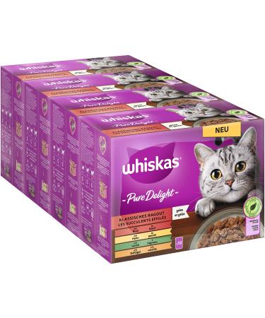 Whiskas 1+ cat food pure delight classic selection in jelly 12x85g (4 packs) - high -quality wet food for adult cats in 48 portion bags classic ragout