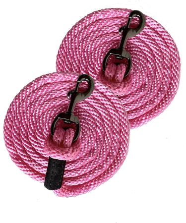 Majestic Ally Pack of 2 Solid Poly Lead Rope for Horses & Livestock 10 Foot Long and 5/8 inch Thick - Replaceable Heavy-Duty Bolt Snap Handmade Soft Broken in Feel (Pink) Pink 10 feet long - Buy Online on SooperMarket.com