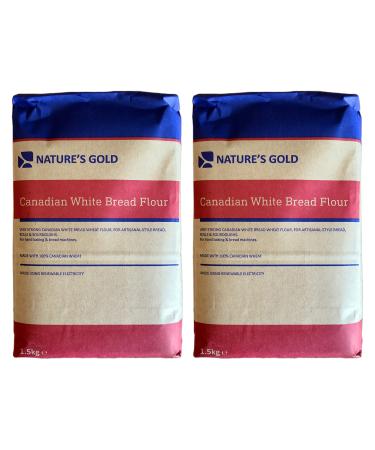Nature's Gold 100% Very Strong Canadian White Bread Flour 1.5kg (Pack of 2)