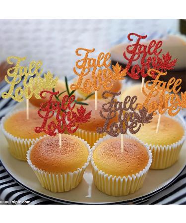 Rsstarxi 24 Pack Glitter Fall in Love Cupcake Toppers Fall leaves Thanksgiving Day Cupcake Toothpicks Bridal Shower Cupcake Decorations for Wedding Engagement Party Cake Decorations Design 1 Multi - Buy Online on SooperMarket.com
