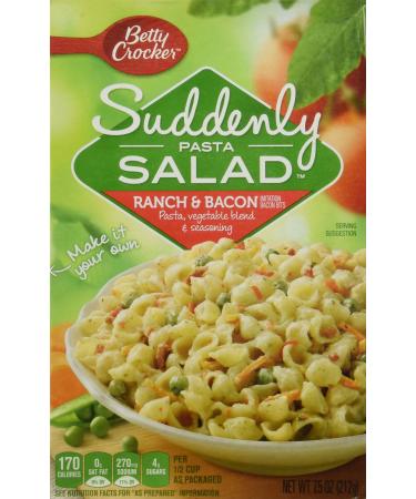 Betty Crocker, Suddenly Salad, Pasta Ranch & Bacon, 7.5oz Box (Pack of 4)
