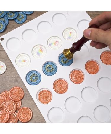 LANDVIDI Silicone Wax Seal Mat - Wax Seal Kit with 30-Cavity Mold and 300 Adhesive Dots for DIY Craft Projects - Buy Online on SooperMarket.com