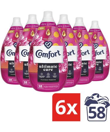 Comfort Ultimate Care Fuchsia Passion Fabric Conditioner - 6x 870ml (348 washes) | 100% Recycled Plastic | Complete Clothes Protection - Buy Online on SooperMarket.com