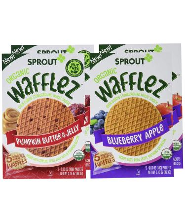 Sprout Organic Baby Food Stage 4 Toddler Snacks - Blueberry Apple and Pumpkin Butter Wafflez Variety Pack - 20 Single Serve Waffles - Buy Online on SooperMarket.com