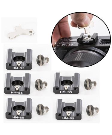 Movo (5 Pack) Cold Shoe Mount Adapter Bracket Hot Shoe with 1/4" Thread to Mount Microphones, Lights and More on to Cameras, DSLR Rigs, Cages and More