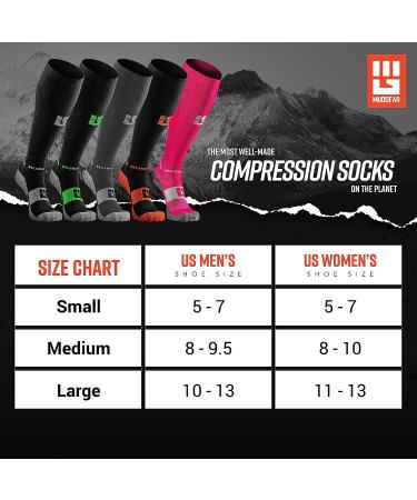 MudGear Premium Compression Socks - OCR Trail Running Socks | Men & Women | Black/Gray - Large - Buy Online on SooperMarket.com