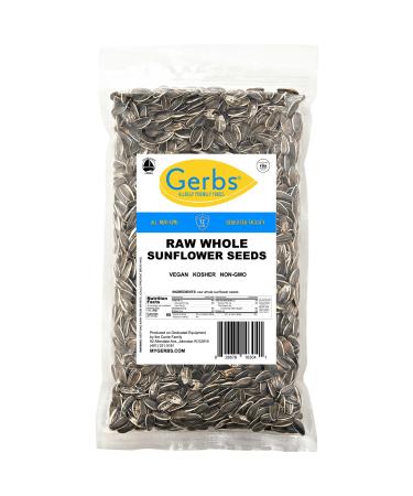 GERBS Raw Whole Sunflower Seed In Shell 1 lb., Top 14 Allergy Free Foods, Healthy Superfood Snack, Non GMO, No Oils, No Preservatives, Resealable Bag, Gluten Free, Peanut Free, Vegan, Keto, Kosher