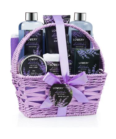 Fathers Day Gifts from Son Spa Gift Basket  Luxury 9pc Bath & Body Set For Women & Men  Lavender & Jasmine Scent - Shower Gel  Bubble Bath  Lotion  Bath Salt  Body Scrub  Massage Oil  Loofah & Basket