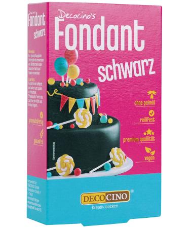 Decocino Fondant Black 250 g (1 pack) - ideal for decorating cakes tarts cupcakes - palm oil free & vegan Black 250 grams