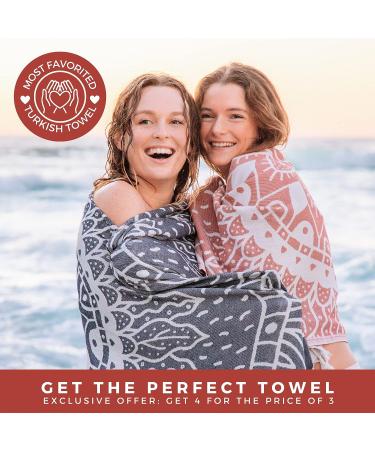 FESHKA Sand Free Turkish Beach Towel 37x67 - Quick Dry, Oversized, Lightweight - 100% Organic Turkish Cotton - Summer Waves (Turquoise) - Ideal for Travel - Buy Online on SooperMarket.com