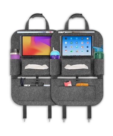 ECENCE 2x Car Seat Organiser Felt Material Car Organiser Back Seat for Kids 60cm/23 6inch Car Storage Organiser Car Back Seat Organiser Storage System with Car Tablet Holder for Kids Model 2 2.0