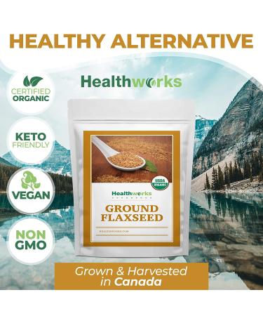 Healthworks Flax Seed Ground Powder- 32 Ounces - Raw Organic Superfood for Protein, Fiber, Omega 3 & Lignan - Ideal for Smoothies, Coffee, Shakes & Oatmeal - Buy Online on SooperMarket.com