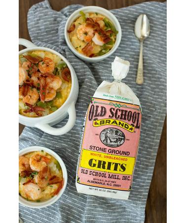 Old School Brand Stone Ground White Corn Grits - Non-GMO 30oz Bags (2 Pack) - Buy Online on SooperMarket.com
