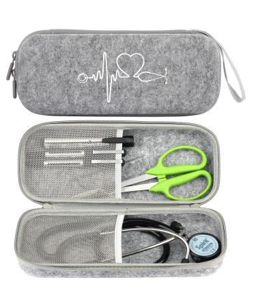Stethoscope Case for 3M Littmann Classic III Stethascope Case Compatible for Lightweight II Stethascope Box for Cardiology IV StethoscopeS.E. Travel Carrying Storage Bag for Nurse Accessories (Grey)