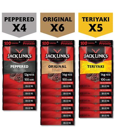 Jack Link's Beef Jerky Variety Pack - Original  Teriyaki & Peppered - 15 Bags  High Protein  96% Fat Free - Buy Online on SooperMarket.com