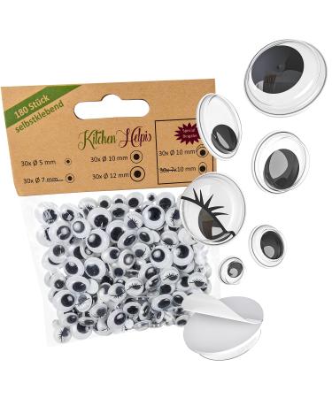 Kitchen Helpis Funny Google Eyes self Adhesive for handicrafts, 180 Pieces Wiggly Eyes, Googley Eyes Adhesive Large and Small, Stick on Eyes Stickers Mix, Wiggly Eyes self-Adhesive, googleeyes Craft 180 pcs