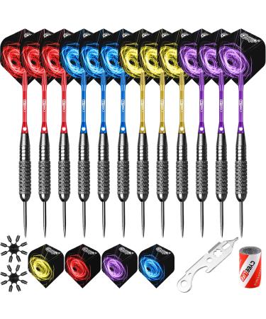 CyeeLife 22g/20g Steel tip Darts with Aluminum Shafts+Sharpener+Tool+Extra Flights and Protectors,Black/Silver 22g Black A-22g
