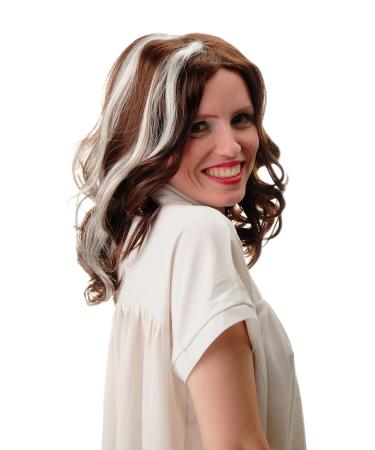 Wig Me Up-GFW2469-33 + 613A Extravagant women's wig wig wave wavy shoulder length mahogany brown + white blonde strands middle parting 40 cm