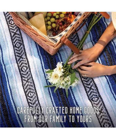 Craft & Kin Handcrafted Mexican Serape Blanket - 50x70 inches | Authentic Yoga, Falsa, Outdoor, Beach Blanket in Maya Blue - Buy Online on SooperMarket.com