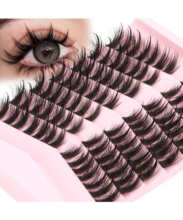 Individual Lash Extension Cluster Lashes Fluffy Mink Manga Wet Look Eyelash Extension Kit Japanese Anime Cosplay False Eyelashes 8-16MM (98 Clusters)