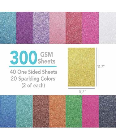 SANZIX Glitter Cardstock Paper - 40 Sheets, 20 Colors, 110lb, A4 Size - Perfect for Cricut, Scrapbooking, DIY Crafts & More! - Buy Online on SooperMarket.com