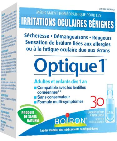 Boiron Optique 1 Eye drops used to relieve minor eye irritations such as dry itchy or red burning eyes due to allergies or computer eye strain. 30 unit-doses - Buy Online on SooperMarket.com