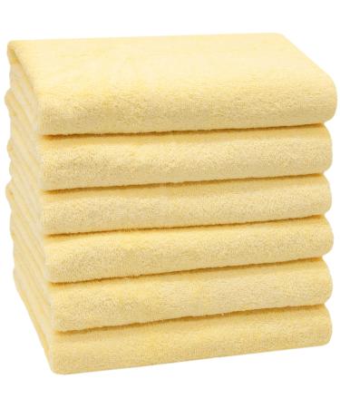 Zollner 6 Set towels in 50x100 cm - suction -strong and soft bath towels in yellow - with a practical hanger - washable up to 60 C - cotton - hotel quality 6x towels yellow