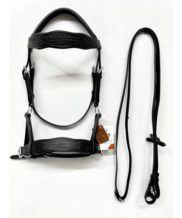 Amazing Horse Stuff Sidepull Bridle - Designer Hand Carving Curved Riding Straps | Full Cob Pony - International Shipping Available - Buy Online on SooperMarket.com