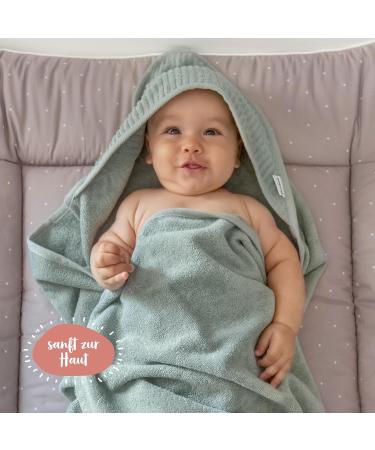 Ehrenkind Hooded Towel - Soft Organic Cotton Baby Bath Towel 100x100 cm in Rose | Perfect Newborn Gift & Essential Baby Equipment - Buy Online on SooperMarket.com