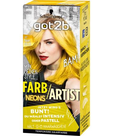 Schwarzkopf Got2b Color/Artist Hair Color 107 Neon Yellow 1 Pack (1 x 80 ml) Neon Yellow 80 ml (1 Pack)