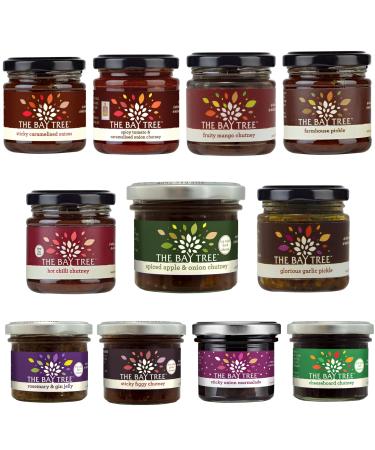 The Bay Tree Chutney Sauce Pick N Mix - Choose From 10+ Flavours | Sticky Caramelised-Onions Spiced Apple-Onion Sticky Figgy Fruity Mango Rosemary-Jelly & More - Pack of 2