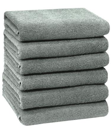 Zollner 6 Set towels in 50x100 cm - suction -strong and soft bath towels in light gray - with a practical hanger - washable up to 60 C - cotton - hotel quality 6x towels light gray