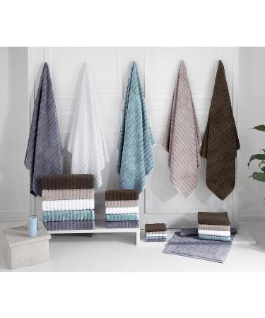 Classic Turkish Towels Premium 100% Turkish Cotton Ribbed Bath Sheet Set - 40x65 Inches, Extra Large, Quick-Dry, Absorbent, Luxury - Set of 3 White Towels - Buy Online on SooperMarket.com