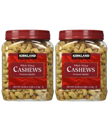 Kirkland Signature Whole Cashews 2.5 lb. Jars, Fancy Grade Mother's Day Gift, 2.5 Pound (Pack of 2)