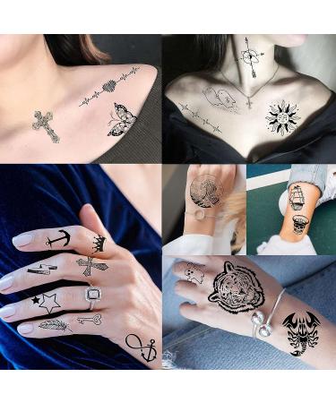 52 Tiny Small Temporary Tattoos for Kids & Adults - Tribal Animals, Butterflies, Anchors, Compass, Flowers - 3D Fake Tattoo Stickers for Neck, Arm, Hands - Cute Face Tattoo Kits - Buy Online on SooperMarket.com