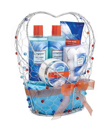 Buy Birthday Gifts for Her | Home Spa Gift Baskets | Ocean Wave Spa Set - 11pc Bath and Body Gift Basket for Women & Men - Buy Online on SooperMarket.com