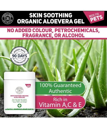 C&G Pets | Skin Soothing Organic Aloe Vera Gel | Food Grade Aloe Vera Vitamins Mineral Amino Acids | Soothes Calms Cools Moisturizes Insect Bitten Scaly Scabby Flabby Skin - Buy Online on SooperMarket.com
