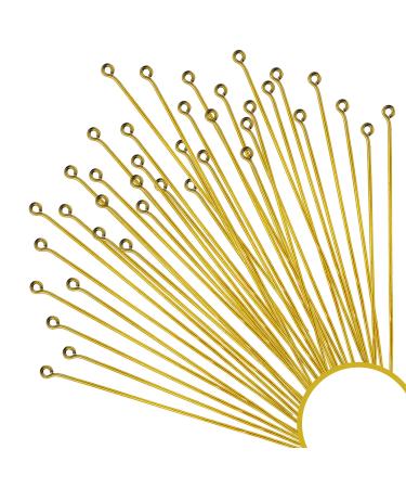 Eye Pins for Jewelry Making | Ship Straight and Unbent (150 Pieces  3 Inches  76mm  22 Gauge) Flat-Head Brass Dressmaker Eyepins | Jewellery Making Kit for Crafting Earrings and Bracelets