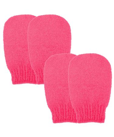 Sibba 2 Pairs Exfoliating Gloves Exfoliating Mitt Body Scrubber for Removing Dirt and Dead Skin Body Exfoliator for Shower Bath Tan Removal Keratosis Pilaris (Red)
