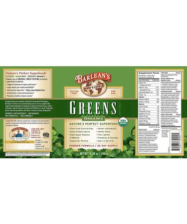 Barlean's Greens Powder Formula Organic 8.47 oz (240 g) - Buy Online on SooperMarket.com