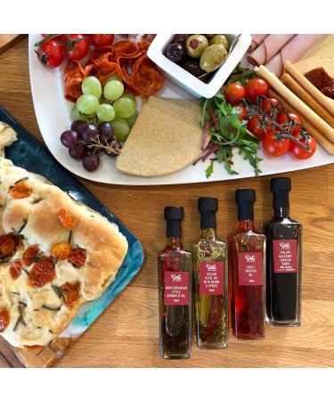 Premium Olive Oil Gift Set - 4 Infused Olive Oils & Balsamic Vinegar in Metal Rack - Perfect Italian Cooking Gift for Chefs - Buy Online on SooperMarket.com