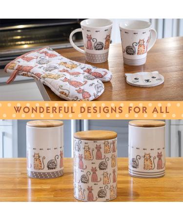 Cotton Kitchen Towel, Adjustable Bib Apron, Heat Resistant Double Oven Mitt - Cat Lovers Kitchen Gift Set of 3 - Machine Washable - Happy Cats Multicolor - Buy Online on SooperMarket.com