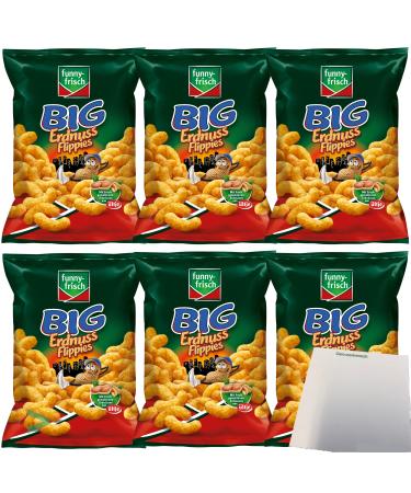 Funny Fresh Big Peanut Flippies Flips Snack Fun Pack of 6 (6x175g bags) + usy Block