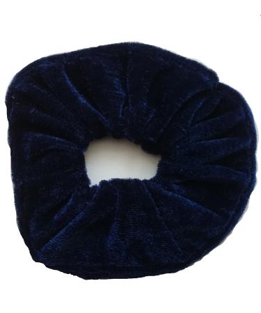 AADYA Pair of Extra Large (15CM) Velvet Hair SCRUNCHIES Elastic Scrunchy Hair BOBBLES (Navy Blue)