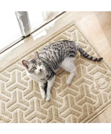JanYoo Cat Litter Box Mat Kitty Premium PVC Pad Durable Trapping Rug Phthalate Free Urine-Resistant Scatter Control 90 x 60 CM Beige - Buy Online on SooperMarket.com